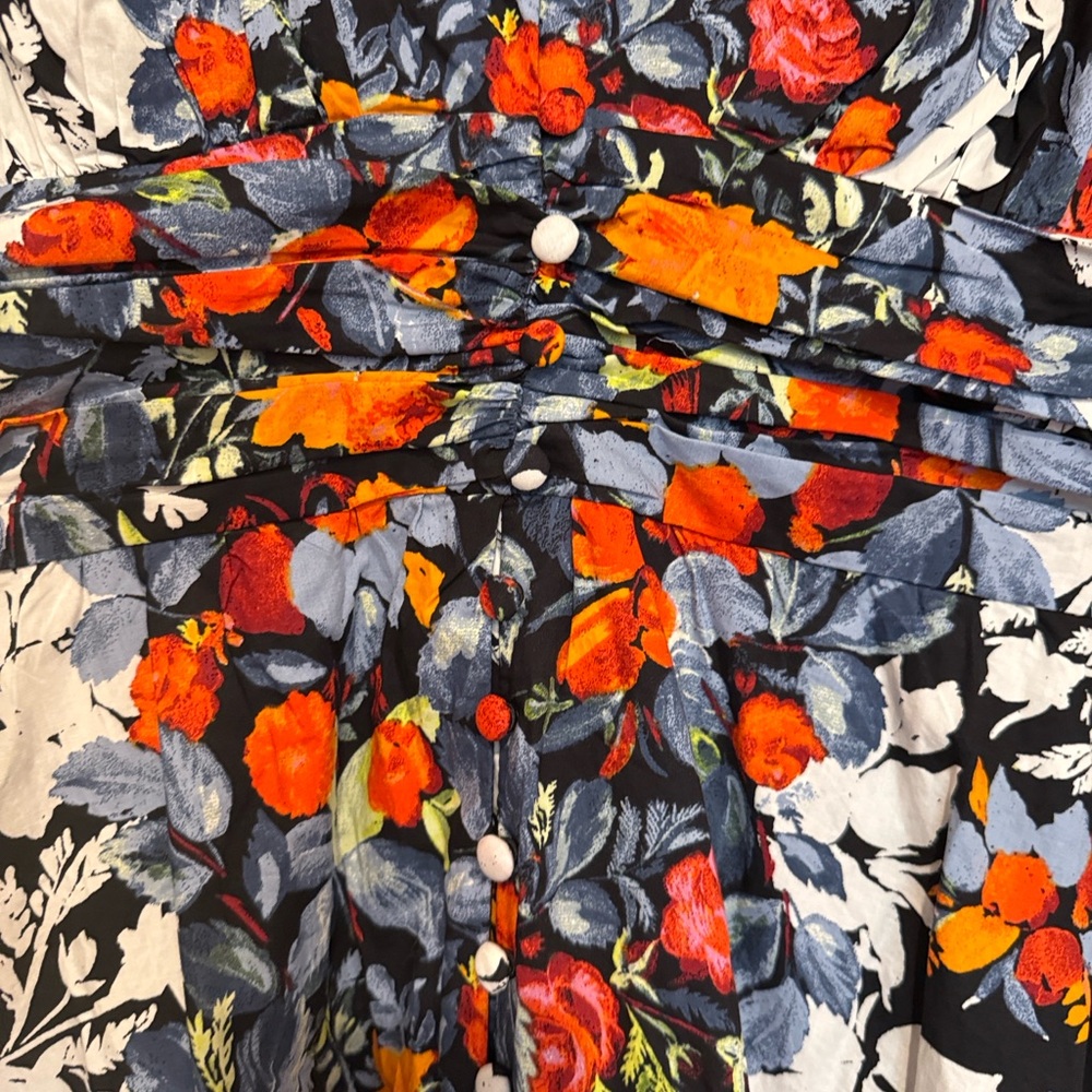 Anthropologie Floral Dress - Black, White, Orange, Red - Picture 4 of 11